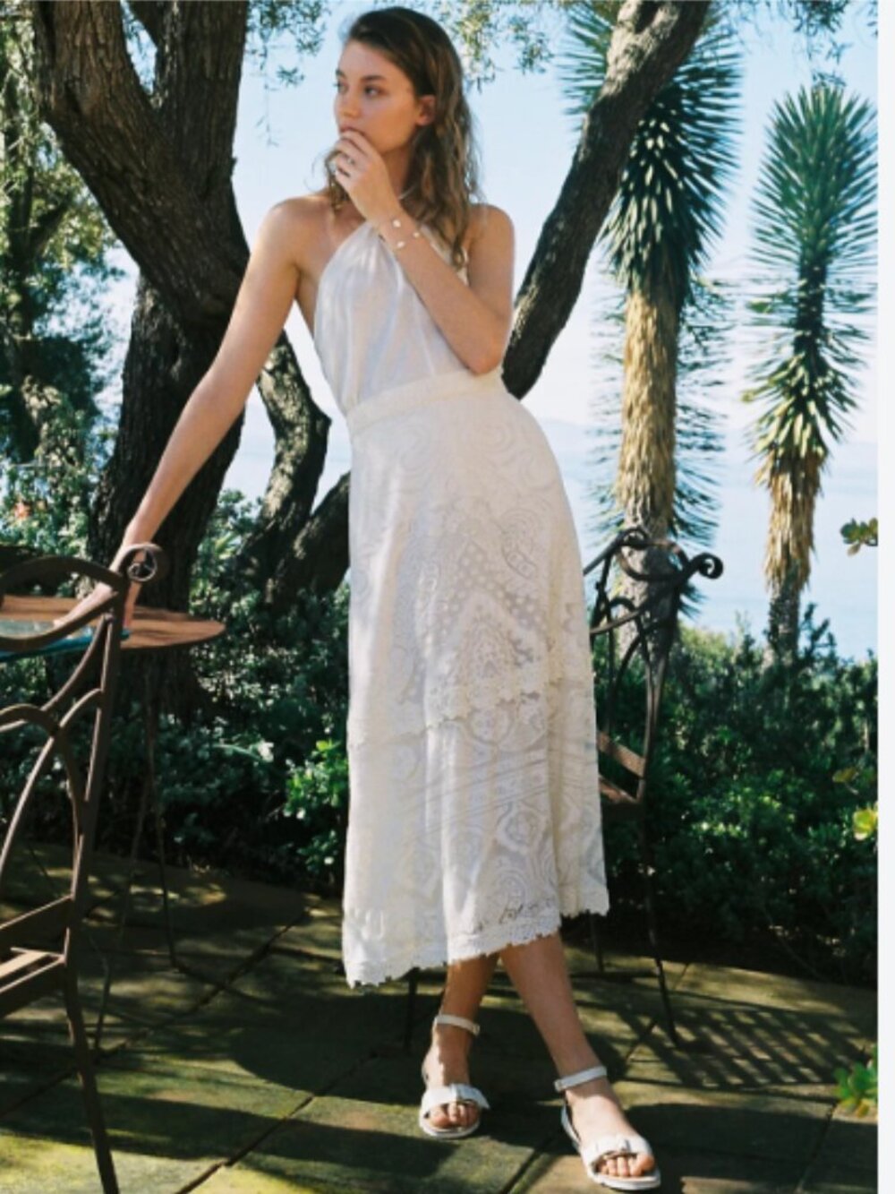 Anthropologie Farm Rio Stacie Maxi Skirt in Ivory - Size Medium - NWOT